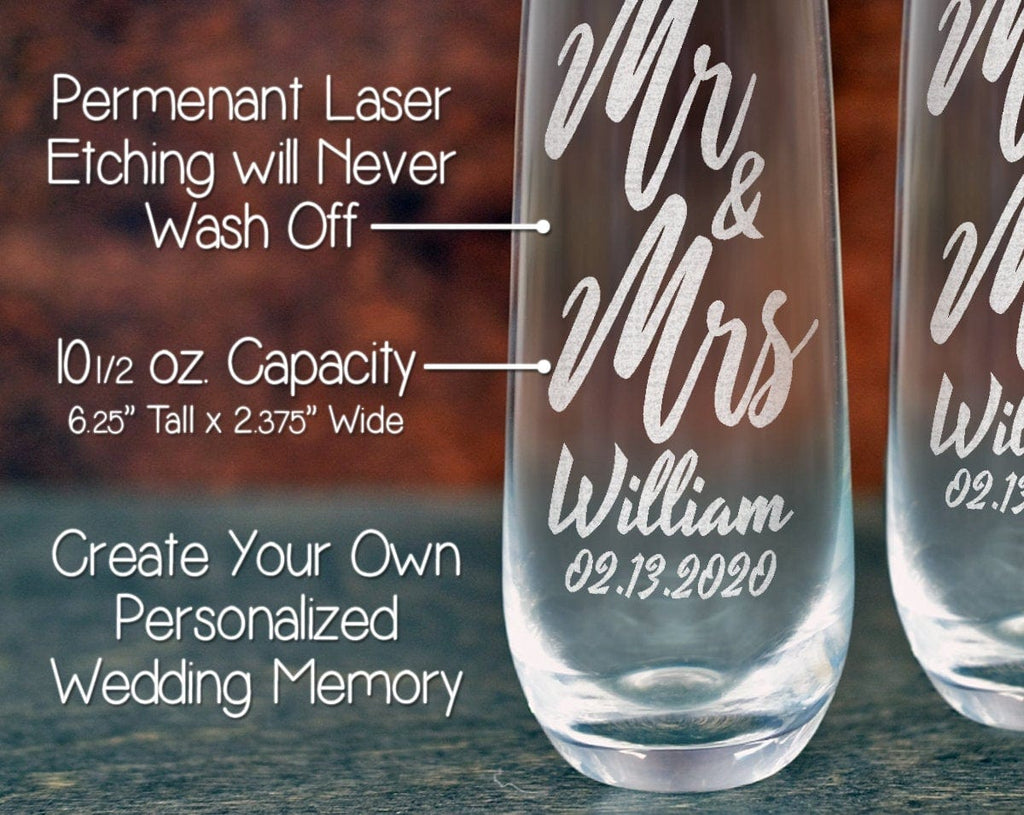 Personalized Stemless Champagne Flutes - Design: CUSTOM