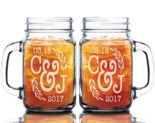 COUPLES GIFTS Personailzed Wreathe Initial Set of 2 Wedding Table Decorations Wedding Guest Favors Custom Engaged Proposal 1 Year Anniversary Unique Mugs