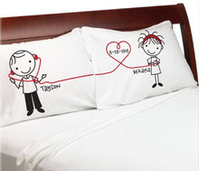 COUPLES GIFTS Valentines Day Gift Listen to My Heart Boyfriend Girlfriend Valentine for him her Couple Pillowcases Personalized Stick People Lovers Love