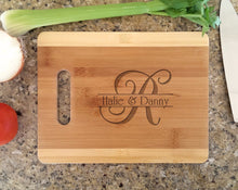 Custom Cutting Boards Personalized Initial with Name Wedding Design Custom Cutting Board Retro Christmas Decor Gift for Wedding, Anniversary, Newlyweds, Holidays