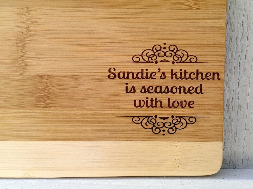 I'm a Kitchen Love Addict Bamboo Cutting Board with Handle – Chef  Rhochelle's Kitchen Love
