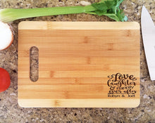 Custom Cutting Boards Personalized Wood Cutting Board Love Laughter & Happily Ever After Custom with Names Valentines Day Gift, Bride Groom Gift, Home Decor Gift