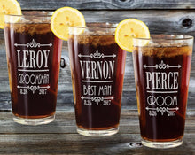 WEDDINGS Custom Engraved 16oz Beer Glass Custom Wedding Party Pint Glass Personalized Mens Bachelor Party Wedding Favor Bridal Party Gift Groom Bride