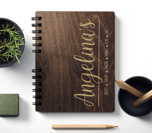 Custom Journals Gift for Her Personalized Wooden Notebook Journal Sketchbook Traveler Album Unique Birthday for Mom or Christmas Present Teen Student Girl