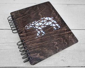 Custom Journals Polar Bear Journal Office School Notebook Writing Sketchbook for Girls Boys Woman Men Friend Laser Cut Cocoa Wood Hardcover Travel Book Gift