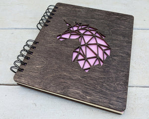 Custom Journals Unicorn Journal for Girls Boys Cocoa Wooden Notebook for Women Men Travel School Writting Sketchbook Graduation Teen Birthday Diary Gift