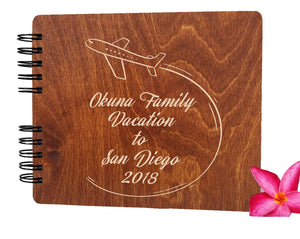 Custom Journals Vacation Wooden Album Scrapbook Travel Journal Unique Rustic Engraved Wood Photo Gift for Family Album Book Photo Scrapbook