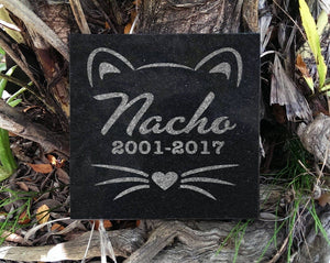 Custom Memorials Cat Face with Whiskers | Garden Stone