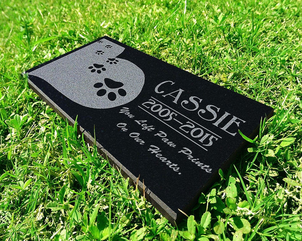 Personalized Pet Grave Marker Heart Paws Headstone Memorial Stone