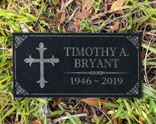 Custom Memorials Name with Cross | Garden Grave Marker Stone Memorial Personalized
