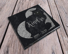 Custom Memorials Personalized Black Cat Memorial Stone Engraved Absolute Black Granite | Long Hair Cat