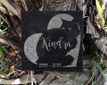 Custom Memorials Personalized Black Cat Memorial Stone Engraved Absolute Black Granite | Long Hair Cat