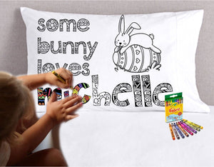 EASTER Easter Crafts for Kids Name Personalized Pillowcase Child can COLOR in like Easter Coloring Pages Easter Decor Gift Basket Filler Stuffer