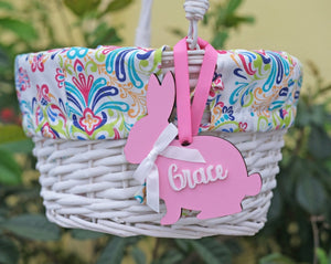 EASTER Personalized Easter Basket Easter Baskets Folding Handle White Wicker Easter Basket Blue Green Purple Pink For Boys Girls White Yellow