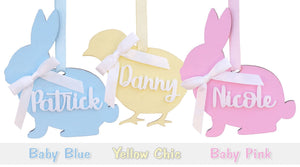 EASTER Personalized Easter Basket Name Tag for Kids Boys Girls Wooden Bunny First Easter Gift Tag Rabbit or Chick Decor Custom Laser Cut Ornament