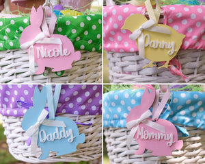 EASTER Personalized Easter Basket Name Tag for Kids Boys Girls Wooden Bunny First Easter Gift Tag Rabbit or Chick Decor Custom Laser Cut Ornament