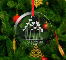 Engraved Glass Ornament Personalized Wedding Couples Engagement Proposal Newlyweds First Christmas Mom Dad 50th Anniversary Marraige Gift