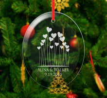 Engraved Glass Ornament Personalized Wedding Couples Engagement Proposal Newlyweds First Christmas Mom Dad 50th Anniversary Marraige Gift