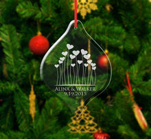 Engraved Glass Ornament Personalized Wedding Couples Engagement Proposal Newlyweds First Christmas Mom Dad 50th Anniversary Marraige Gift