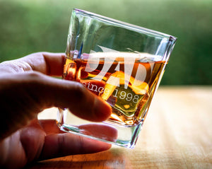 FOR DAD & GRANDPA Custom Engraved One Whiskey Best Dad Birthday Gift for Brother from Sister Bachelor Party Decorations for Young Men Women Scotch Rock Glass