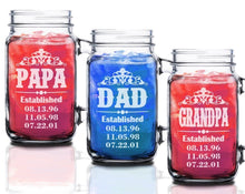 FOR DAD & GRANDPA Dad Daddy 16oz Mason Jar Personalized from Kids for Papa Godfather Husband Birthday Gift for Him Fathers Day Christmas Grandpa Gifts New Dad