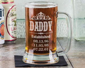 FOR DAD & GRANDPA Dad Gift Daddy New Dad Beer Mug 16 Oz Engraved Beer Glass Father's Day Gift Idea Etched from daughter son and wife for Fathers Day