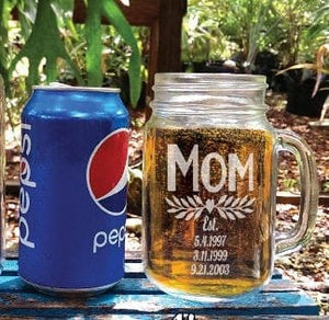 FOR DAD & GRANDPA Dad Mom Combo Set of 2 Custom Mason Jar with Established Date Daddy Papa Gifts Mommy Mama Parents Mugs Mothers Day Fathers Day Present Idea