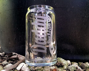 FOR DAD & GRANDPA Fathers Day Single 16 0z Beer Can Glass Personalized with Daddy, Dad, Grandpa and First Kid Birthdate Custom Drinking Glass Papa Gift Idea