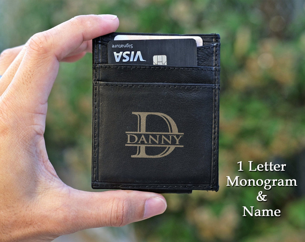 Stainless Steel Money Clip With Floral Initial – Monogram Letter B, Cash Card Holder, Gift For Men, Dad, Boyfriend