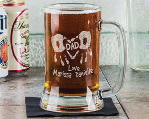 FOR DAD & GRANDPA Gift for DAD Handprints Fathers Day Beer Mug Engraved Father's Gifts Personalize Birthday Etched Gift Father Grandpa Kids Names Son Daughter