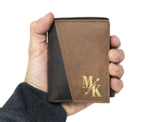 FOR DAD & GRANDPA Gold Foil Pressed onto Personalized Genuine Leather Bifold Wallet Custom for Men Women RFID Monogram Initial Gift for Dad Husband Boyfriend