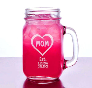 FOR DAD & GRANDPA Heart Mom Dad Gift Idea Personalized Mason Jars Engraved Christmas Gift for Mother Father Uncle Aunt Grandpa Grandma Mug Christmas Glasses