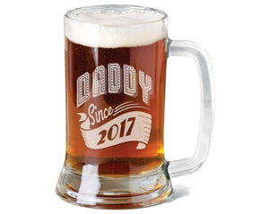FOR DAD & GRANDPA New Dad Gift Daddy Since 2020 Beer Mug 16 Oz Engraved Beer Glass Father's Day Gift Idea Etched from daughter son and wife for Fathers Day