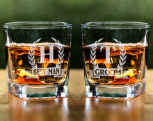 FOR DAD & GRANDPA Personalized Initial Monogram Wreathe Scotch Rock Glasses Husband Engraved Gift for Grandpa Dad Whiskey Lover Wedding Set for Bride Groom