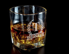 FOR DAD & GRANDPA Personalized Initial Monogram Wreathe Scotch Rock Glasses Husband Engraved Gift for Grandpa Dad Whiskey Lover Wedding Set for Bride Groom