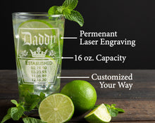 FOR DAD & GRANDPA Retro Dad Daddy Pub Glass with Kids Bithdates Father's Day Gift from Son Daughter Wife for Papa Grandpa 70th Birthday Beer Mug Present