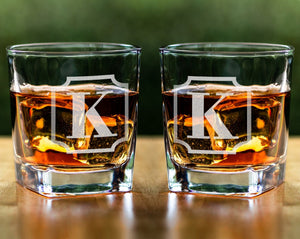 FOR DAD & GRANDPA Scotch Engraved Whiskey Decanter Engraved Sets for Groomsman Wedding Party Custom Bourbon Vintage Birthday Gift Monogrammed Glasses for Dad