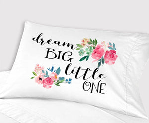 FOR KIDS & BABIES Baby Girl Bedding Dream Big Little One Crib Nursery Decor Baby Gifts for Girls Toddler Travel Pillowcase 13x18 Christening Baptism Pink