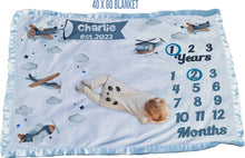 FOR KIDS & BABIES Personalized Baby Milestone Blanket Boy | Airplane | Personalized Monthly Milestone Blanket | Gift for Boys Baby Shower | Photo Prop