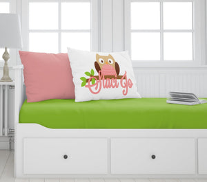 FOR KIDS & BABIES Personalized Owl Pillowcase Pink for Girls Kids Pillow Case Toddler Cute Pink Owl Baby Gifts for Girls Travel Pillow 13x18 or 20x26