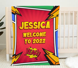 FOR KIDS & BABIES Superhero Personalized Baby Blanket | Custom Baby Blanket | Comics Baby Boy or Girl Name Blanket | Personalized Baby Gift