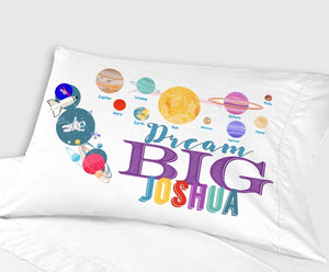 FOR KIDS & BABIES Toddler Pillowcase Personalized Space Rocket Planets Dream Big Little One Baby Gifts for Boys Girls Toddler Travel Pillow 13x18 Baby Shower