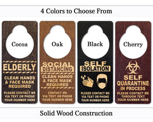 FOR MOM & GRANDMA Door Handle Hanger Safety Social Distancing Self Quarantine Isolation Face Mask Sign Precaution for Adults Kids Elderly Custom Made in U.S.A