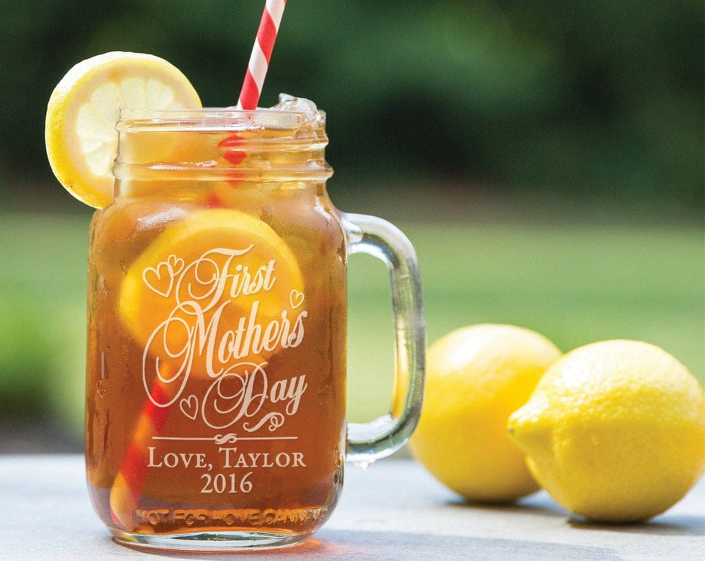 First Mothers Day Gift Idea Personalized Mason Jar Mug 1st Mother's Da–  Stocking Factory