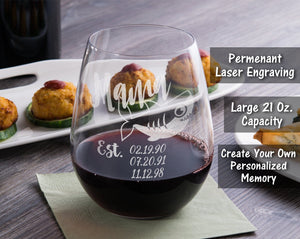 FOR MOM & GRANDMA Mama Shark Est. Children Novelty Stemless Champagne Glass First Mothers Day Gift from Daughter, Son Baby Shower for New Mom Wife Birthday