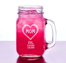 FOR MOM & GRANDMA Mom Birthday Gift Idea Heart Personalized Mason Jar Mug Mommy Christmas Gift Birthday Mom Mug Present for Mother Aunt Grandmother Mommy