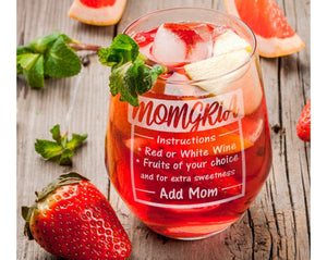 FOR MOM & GRANDMA MOMgria MOMjito MOMosa Funny Gag Mother's Day Stemless Gift New Mom Pregnancy Gift Best Mom Birthday from Daughter Son Favorite Child Idea