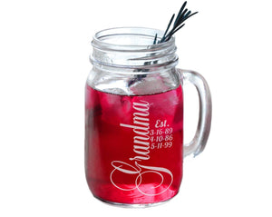 FOR MOM & GRANDMA Personalized Gift For Grandma Mason Jar Mug Gift Est Kids Birthdates Grandma Christmas 2022 Christmas Mug Gift from Grandson Grandaughter