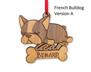 PET GIFTS French Bulldog Christmas Gift Bulldog Ornament Engraved Present Idea for Sister Brother Rustic Wood Rescue Dog Tree Decoration for Holidays