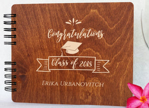 GRADUATION Carmel Oak 8.5 x 7 / 80 Pages Ivory Blank Wooden Graduation Guest Book Grad Gifts Rustic Personalized Class of 2020 Wood Graduation Decoration Supplies Guestbook Photo Booth Album